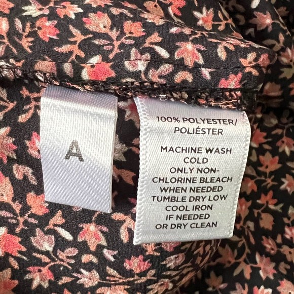 Loft Blouse Button Up Floral Print Women’s Petite XS Ruffle Hem Stand Up Collar - Picture 14 of 14